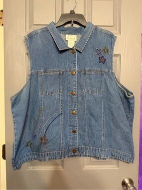 Quacker Factory Denim Shirt with Embroidery plus size 3x